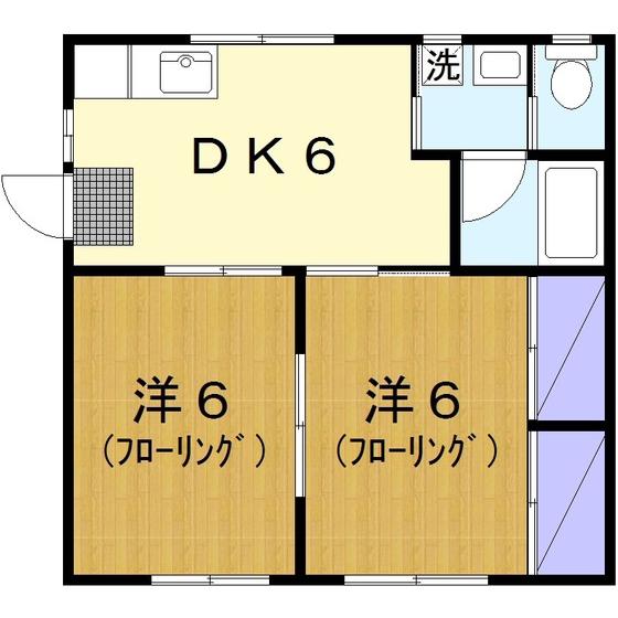ファミール(2DK/1階)の間取り写真