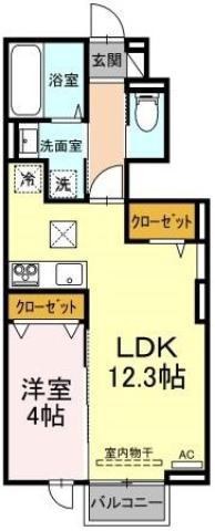 WILLE(1LDK/1階)の間取り写真