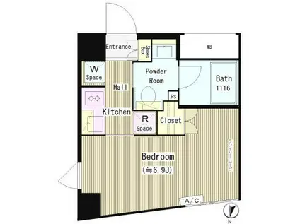 ソラーニ目黒不動前(1K/1階)の間取り写真