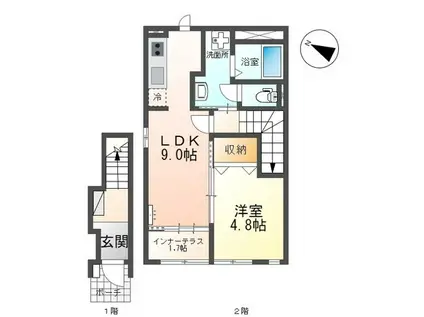 コンテ吉川(1LDK/2階)の間取り写真