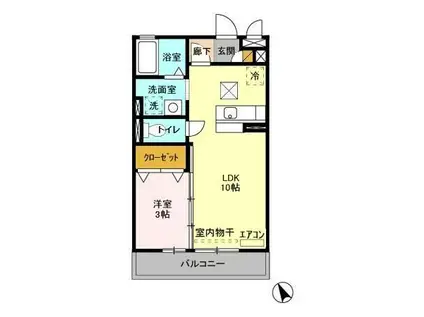 ベルデュール(1LDK/1階)の間取り写真