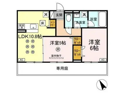 リバーサイドベース(2LDK/1階)の間取り写真