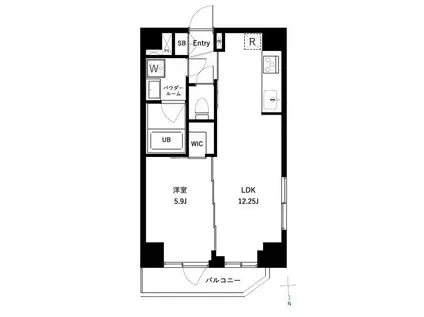 オーキッドレジデンス上野稲荷町II(1LDK/2階)の間取り写真