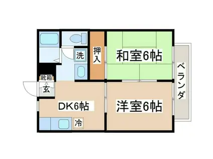 カーササクラ(2DK/2階)の間取り写真