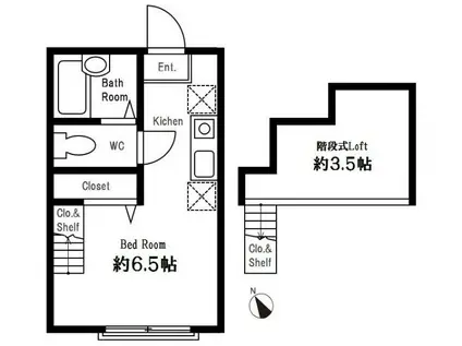 ハーミットクラブハウスマックスII(ワンルーム/2階)の間取り写真