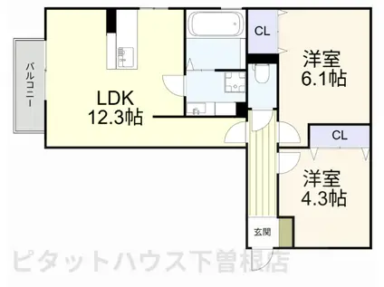 CASA FELICE(2LDK/1階)の間取り写真