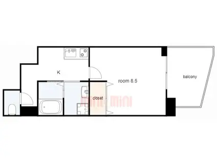 カレントスクエア(1K/4階)の間取り写真