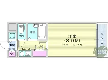 ホーユウコンフォルト南光台(1K/2階)の間取り写真