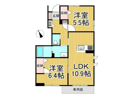 シャーメゾン里楽舎(2LDK/1階)の間取り写真