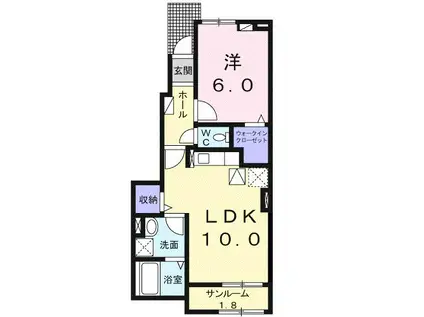 カルムアルモニーA(1LDK/1階)の間取り写真