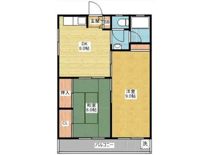 石田ハイツ(2DK/4階)の間取り写真