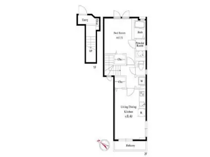 ミーテ本町(1LDK/2階)の間取り写真