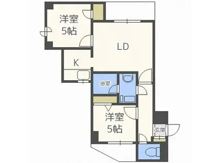 ライオンズプラザ植物園(2LDK/5階)の間取り写真