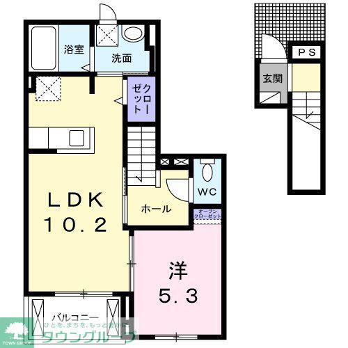 アロッジオEX(1LDK/2階)の間取り写真