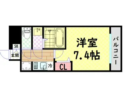 ファステート難波グランプリ(1K/5階)の間取り写真