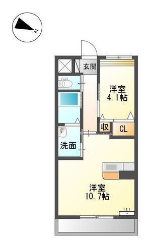 ベルモンターニュ(1LDK/4階)の間取り写真