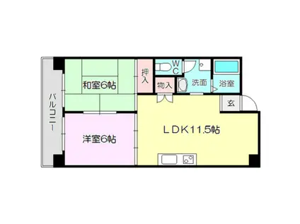 生島リバーサイドマンションB棟(2LDK/1階)の間取り写真