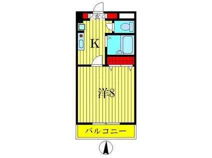 グランドゥール(1K/1階)の間取り写真