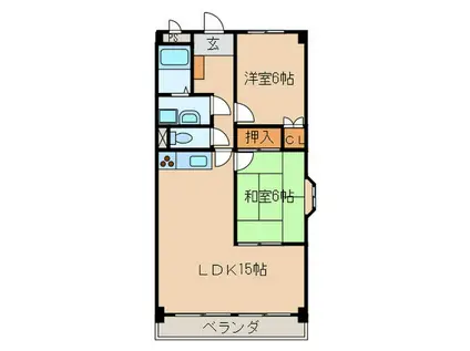 ラ リヴィエール(2LDK/1階)の間取り写真