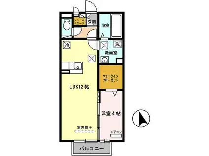 JOY WAVE YAMATO B棟(1LDK/1階)の間取り写真