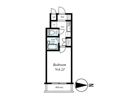 メインステージ江戸川橋II(1K/2階)の間取り写真