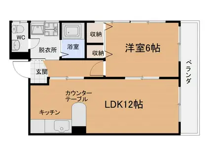 ビッグサンビル(1LDK/2階)の間取り写真