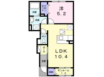 インスパイア(1LDK/1階)の間取り写真
