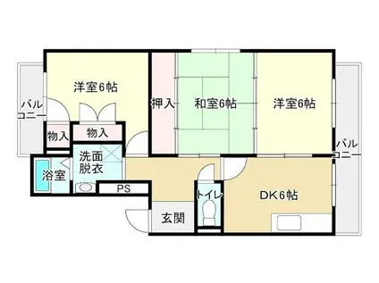 タニガシラハイツ(3DK/5階)の間取り写真