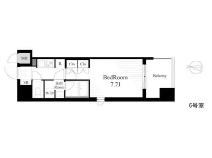 ラティエラ大島(1K/14階)の間取り写真