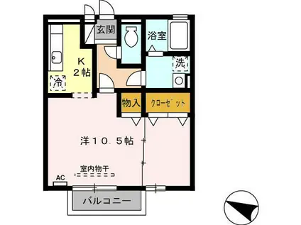 ラ・メーグII(1K/1階)の間取り写真