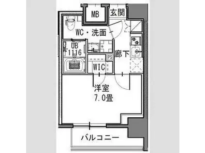 S-RESIDENCE新御徒町イースト(1K/6階)の間取り写真