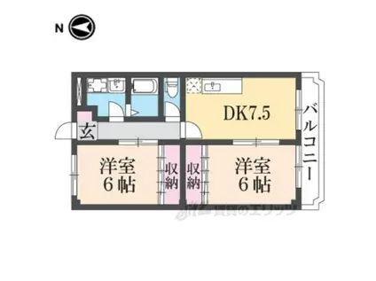 メモリー近藤(2DK/1階)の間取り写真