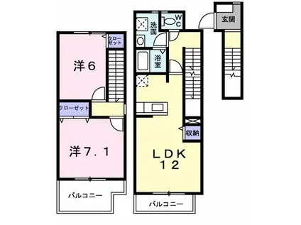 メゾン・ソレアード(2LDK/2階)の間取り写真