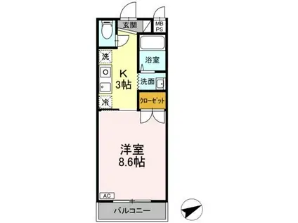 ピンフィール一番館(1K/2階)の間取り写真