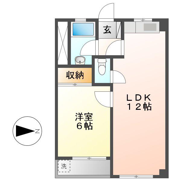 太都ビル(1LDK/5階)の間取り写真