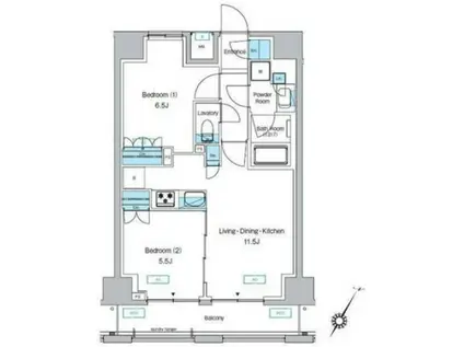 プレディアコート森下テラス(2LDK/6階)の間取り写真