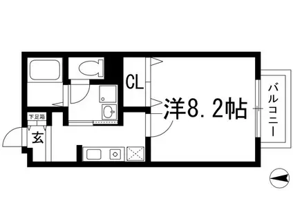 サクシードカワムラ(1K/1階)の間取り写真