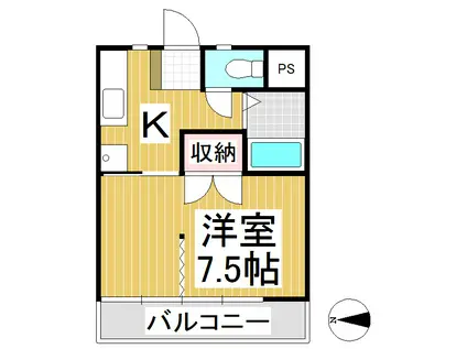 ソアラハイツ(1K/2階)の間取り写真