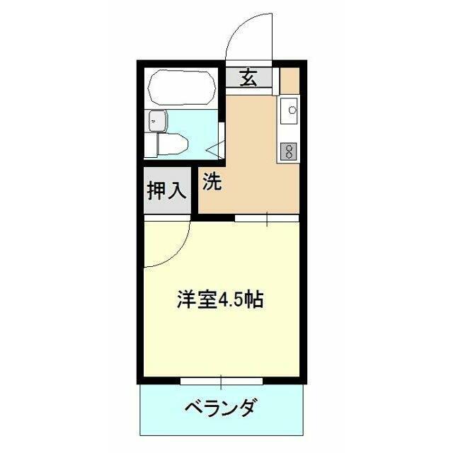 ベイルーム下倉田(1K/1階)の間取り写真