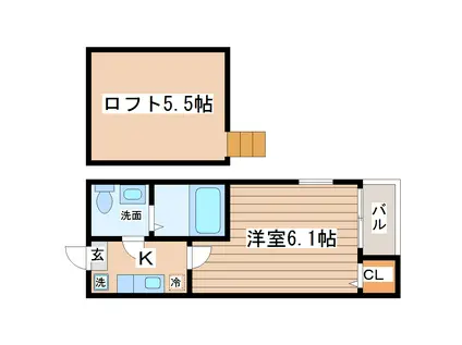 リシュール八乙女(1K/1階)の間取り写真