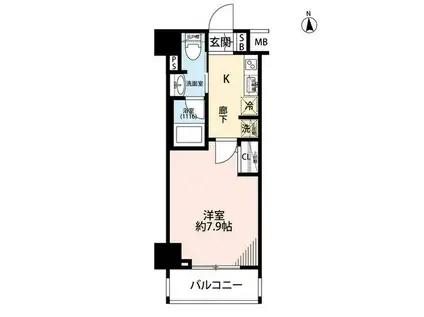 プレール・ドゥーク浜松町(1K/10階)の間取り写真