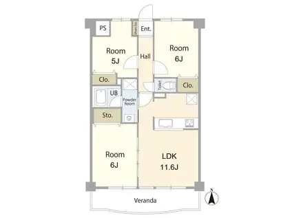 ローズガーデン(3LDK/5階)の間取り写真