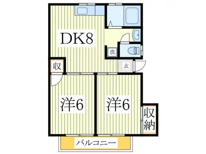 コーポラスカナイ(2DK/2階)の間取り写真