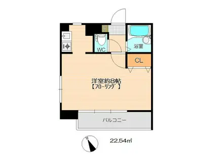 ドミールグリーンベルC棟(1K/1階)の間取り写真