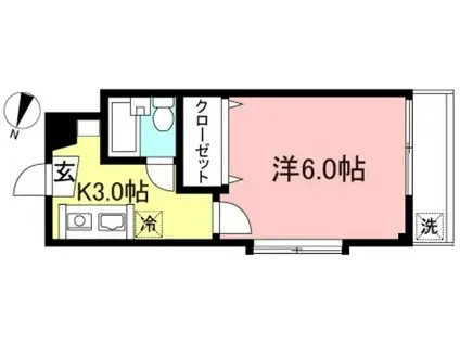 フローラハイム(1K/1階)の間取り写真