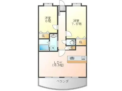 クレイン小塙II(2LDK/1階)の間取り写真