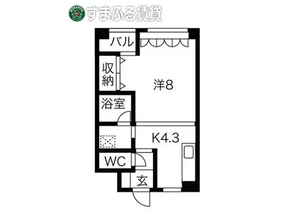 ピュアビル(1K/3階)の間取り写真