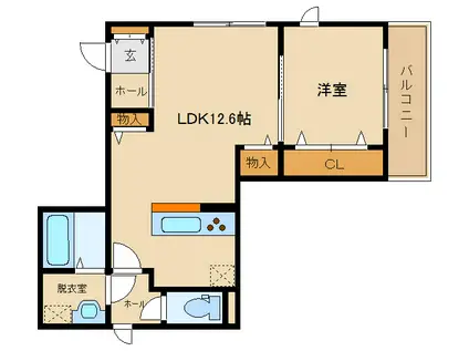カーサヴェッキオ(1LDK/1階)の間取り写真