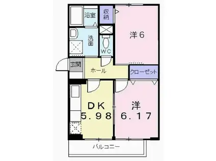 パルティーレ(2DK/3階)の間取り写真