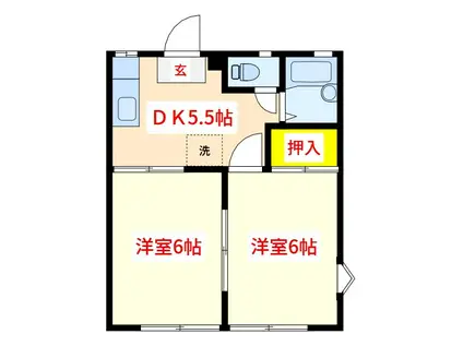 フレグランス・ヒロ(2DK/1階)の間取り写真